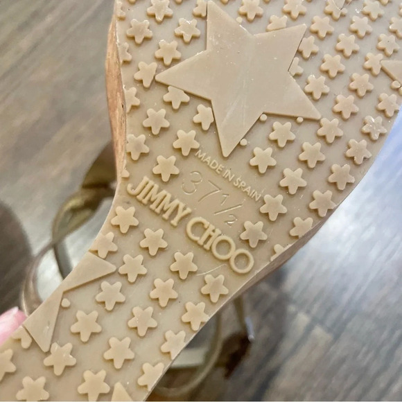 Jimmy Choo Leather and Kork Wedge Sandals Size 37.5 - Picture 13 of 14